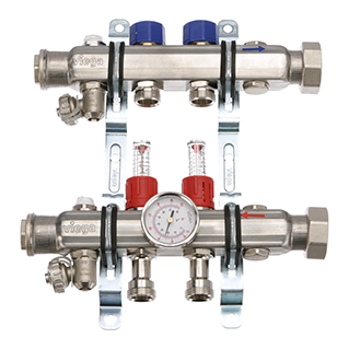 Viega Stainless Manifold - Shut-Off / Balancing / Flow Meters, 2 Outle ...