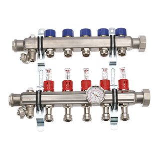 Viega Stainless Manifold - Shut-Off / Balancing / Flow Meters, 5 Outle ...