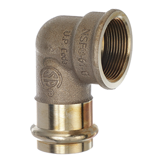 Viega ProPress 90° elbow, Zero Lead bronze, P: 1½, FPT: 1½