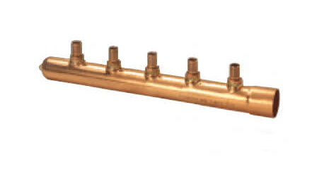 Viega PEX Press Brazed Copper Manifold, C x P, 1'' x 1/2'' - 3 Outlets