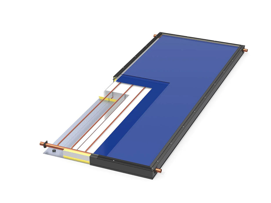 Sun Earth Flat Plate Solar Collector, ThermoRay Absorber, 4 X 10 Two Lite, 1" Header