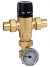 3-way thermostatic mixing valve, LOW LEAD Brass w/adaptor and Temp gauge 1" SWT